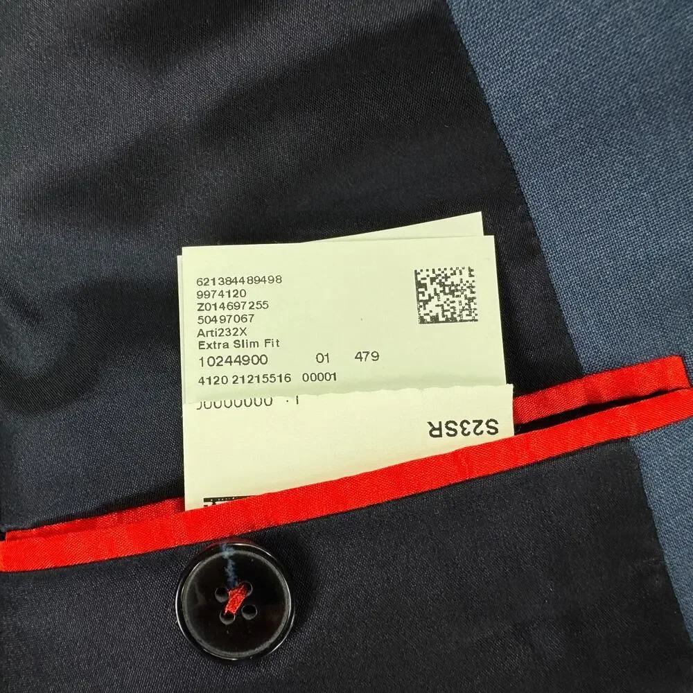 Hugo Boss Mens Arti Wool Extra Slim Fit Suit Jacket Blue 36R